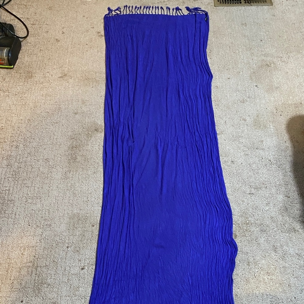 Royal Blue Lightweight Scarf with Fringe Fall Vibrant Spring Academia